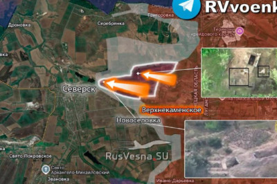 Армия России прорывается к Северску  На Северском направлении у границы ДНР и ЛНР российские войска при поддержке бронетехники предприняли ряд попыток прорваться на глубину южнее Серебрянки и в направлении города Северск