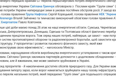Россия за сегодня более 26 раз атаковала энергетику Украины — глава Минэнерго страны